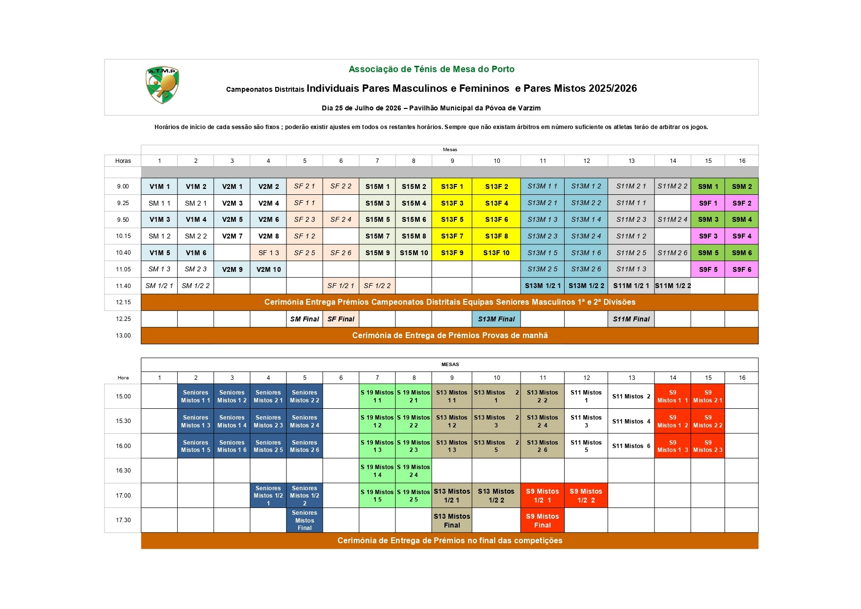 CD Pares PV 2026 horario 16 mesas
